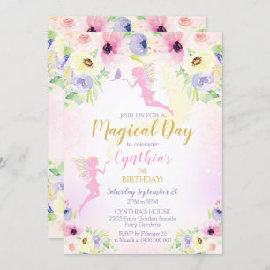 Pink Fairy Birthday Invitation Fairy Garden