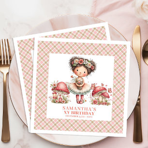 Pink Fairy Birthday Invitation Magical Floral Paper Dinner Napkins