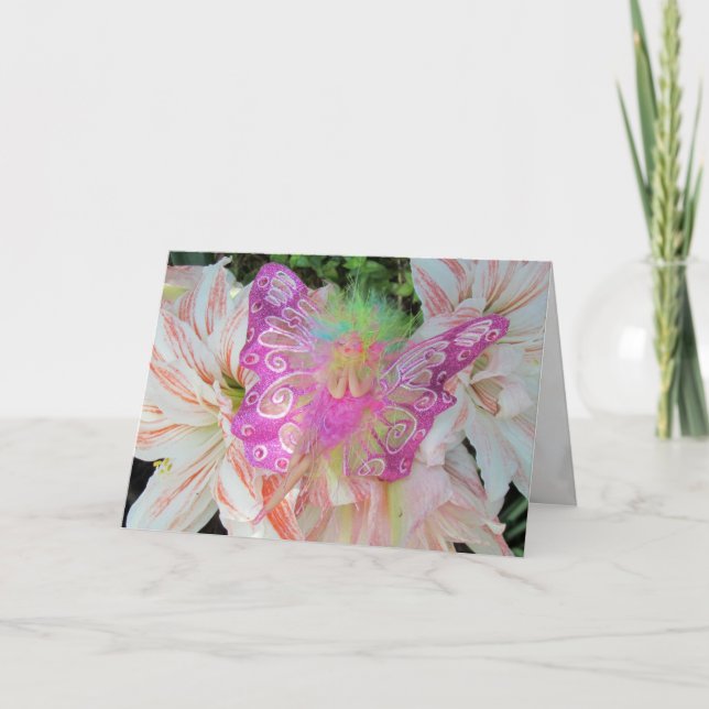Pink Fairy Birthday Wishes Card (Front)