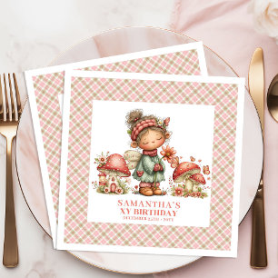 Pink Fairy Cottagecore Floral Birthday Celebration Paper Dinner Napkins