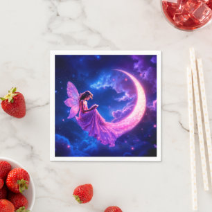 Pink fairy crescent moon glow cute magic napkins