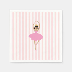 Pink Fairy Dancer Ballerina Painting Pink Stripe Napkins