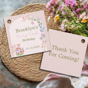 Pink Fairy First Birthday Party Favor Tags