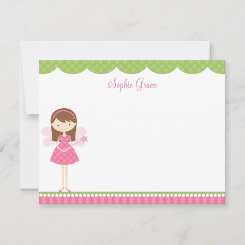 Pink Fairy Flat Note Card Announcements