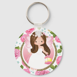Pink Fairy Floral Girly Keychain