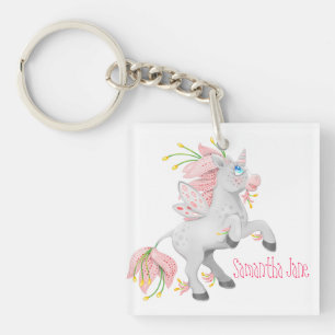 Pink Fairy Flower Unicorn Keychain