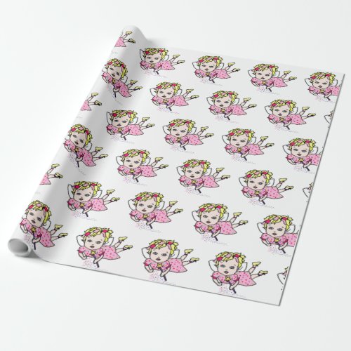Pink Fairy Flying Gift Wrap