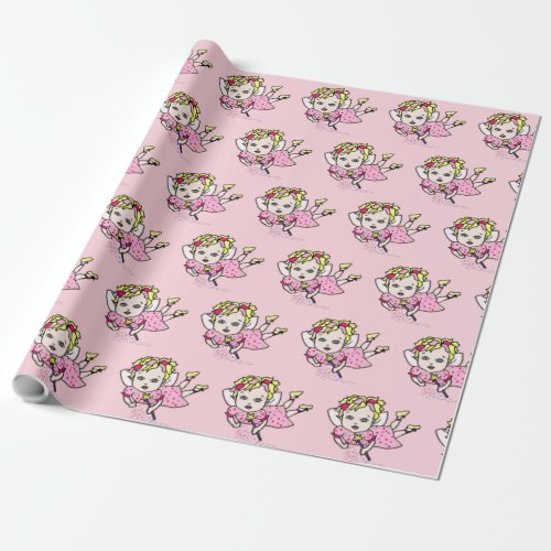 Pink Fairy Flying Gift Wrap