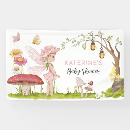 Pink Fairy Forest Fairy Tale Baby Shower Banner