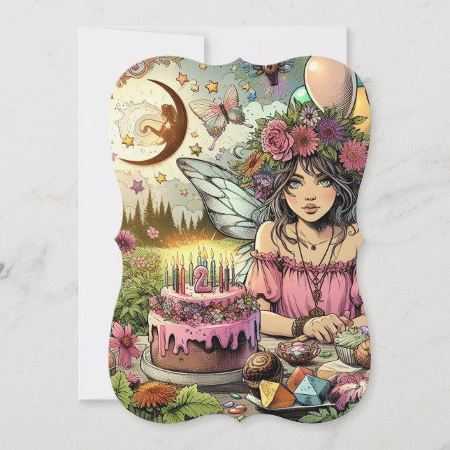Pink Fairy Girl Magical Birthday Card  (Front)