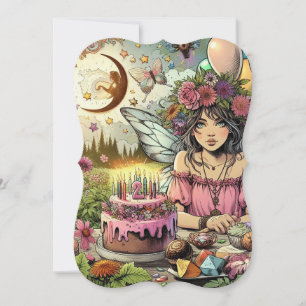 Pink Fairy Girl Magical Birthday Card