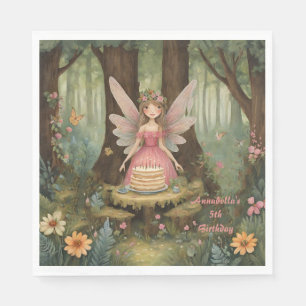 Pink Fairy Girls Birthday Napkins