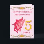 Pink Fairy Granddaughter's 5th birthday Card<br><div class="desc">This Happy 5th Birthday Granddaughter card features a floating pink fairy on a pale pink background with yellow flower boarders. This card would be a good way to celebrate your Granddaughters 5th birthday especially if she loves Fairies. The card can be personalized with your Granddaughters name on the front. The...</div>