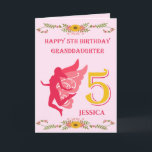 Pink Fairy Granddaughter's 5th birthday Card<br><div class="desc">This Happy 5th Birthday Granddaughter card features a floating pink fairy on a pale pink background with yellow flower boarders. This card would be a good way to celebrate your Granddaughters 5th birthday especially if she loves Fairies. The card can be personalized with your Granddaughters name on the front. The...</div>