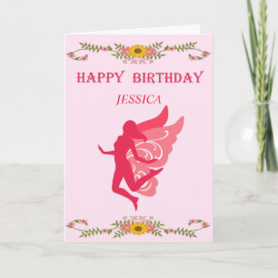 Pink Fairy Happy Birthday Card