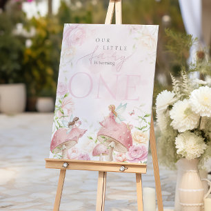 Pink Fairy Mushroom Floral Garden 1st Birthday  Foam Board