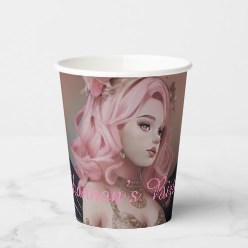 Pink Fairy Party Paper Cups