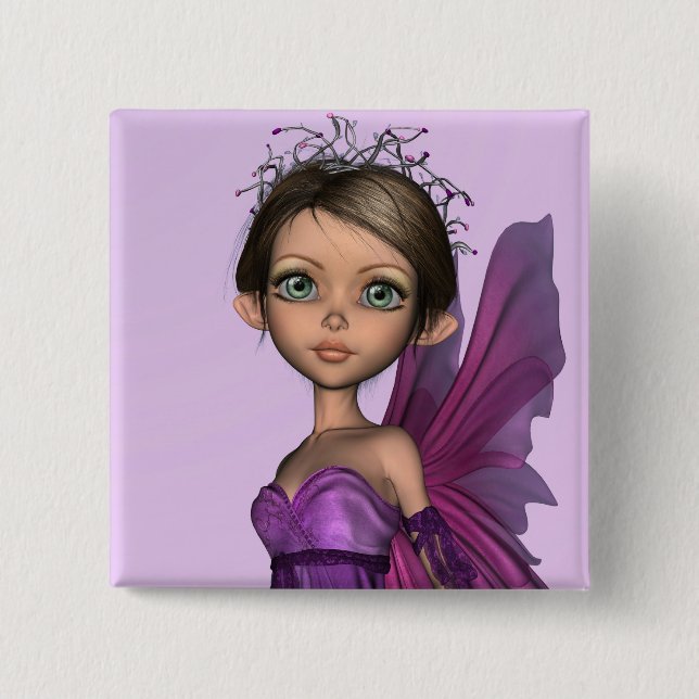 Pink Fairy Pinback Button (Front)