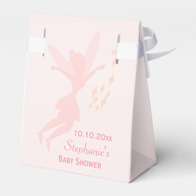 Pink Fairy Pink Baby Shower Favor Boxes (Back Side)
