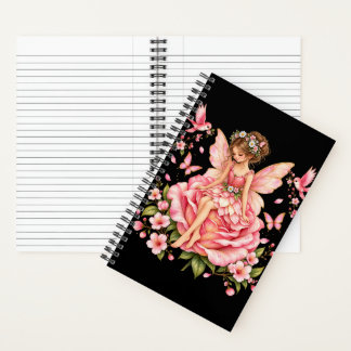Pink Fairy Rose Spiral Notebook – Whimsical Fairyc