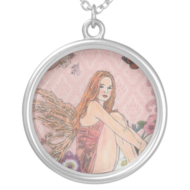 Pink Fairy Round Pendant (Front)