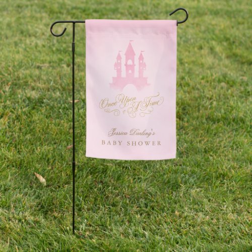 Pink fairy tale castle baby shower  garden flag