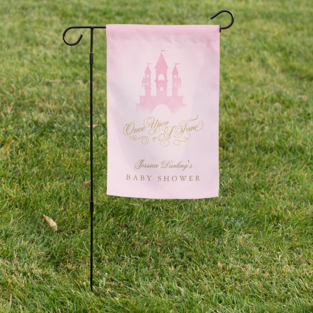 Pink fairy tale castle baby shower  garden flag (In SItu)