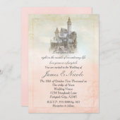 Pink Fairy Tale Storybook Castle Wedding Invitation (Front/Back)
