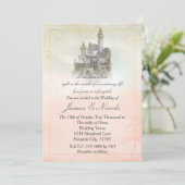 Pink Fairy Tale Storybook Castle Wedding Invitation (Standing Front)