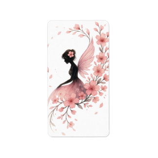 Pink Fairy with Sakura Flowers Label