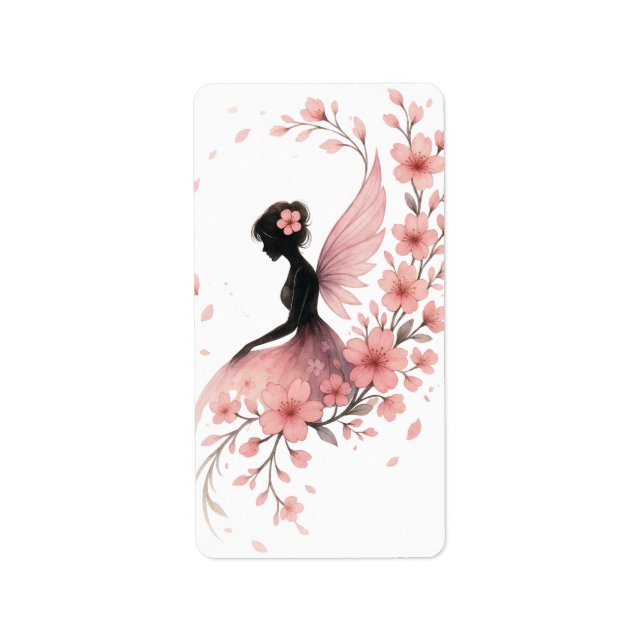 Pink Fairy with Sakura Flowers Label (Front)