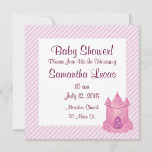 Pink Fairytale Castle Baby Shower Invitations