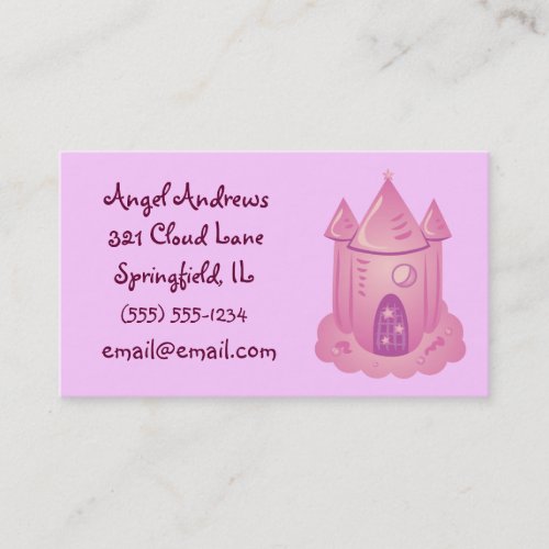 Pink Fairytale Castle Business Cards