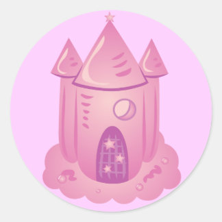 Pink Fairytale Castle Classic Round Sticker