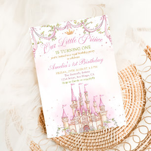 Pink Fairytale Princess Castle Birthday Invitation