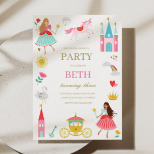 Pink Fairytale Princess Girl Birthday Invitation