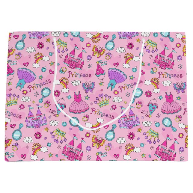Pink Fairytale Princess Party Large Gift Bag (Front)