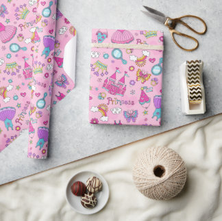 Pink Fairytale Princess Party Wrapping Paper