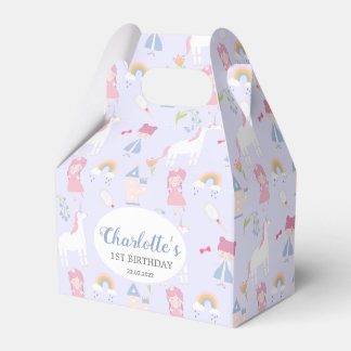 Pink Fairytale Princess Unicorn 1st Birthday Party Favor Boxes