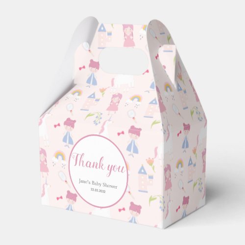 Pink Fairytale Princess Unicorn Thank Baby Shower Favor Boxes