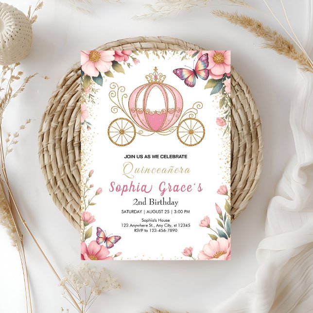 Pink Fairytale Quinceañera Invitation (Creator Uploaded)