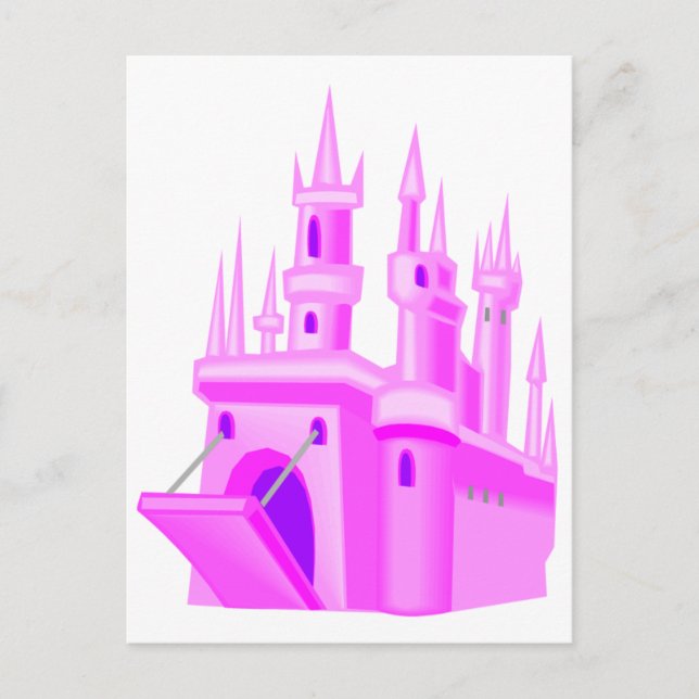 Pink Fairytale Wedding Castle Postcard (Front)
