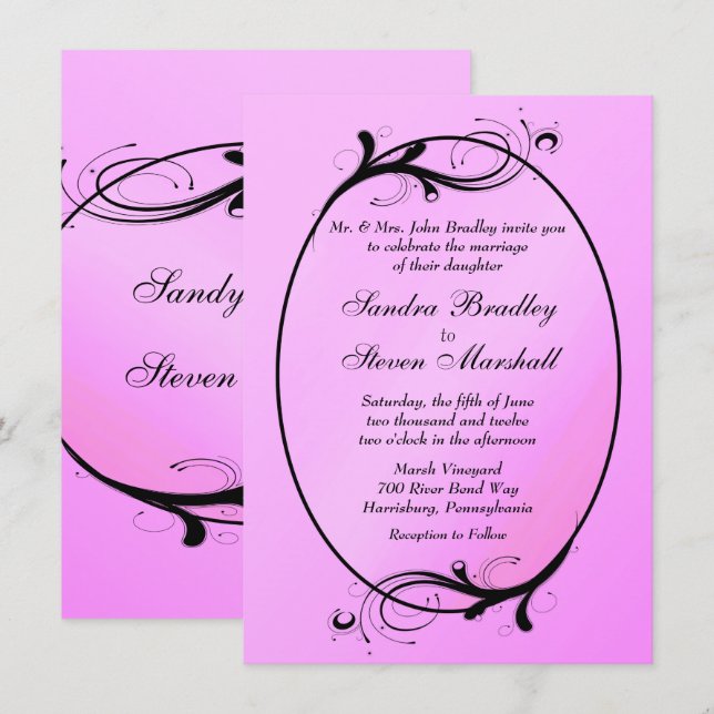 Pink Fairytale Wedding Invitation (Front/Back)