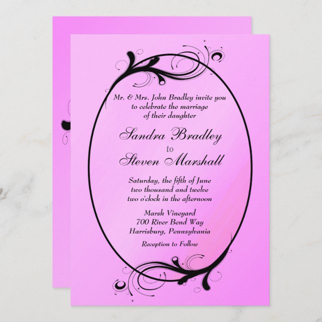 Pink Fairytale Wedding Invitation (Front/Back)