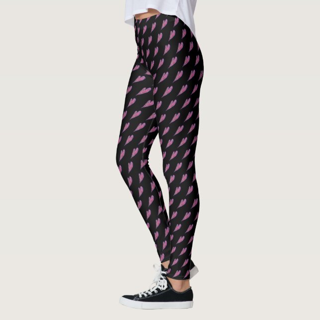 Pink Faith Art Love Hearts Workout Leggings (Left)