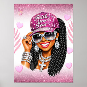 Pink Faith Over Fear Poster 