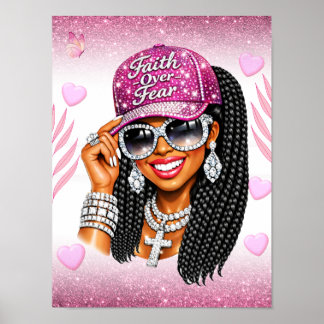 Pink Faith Over Fear Poster 
