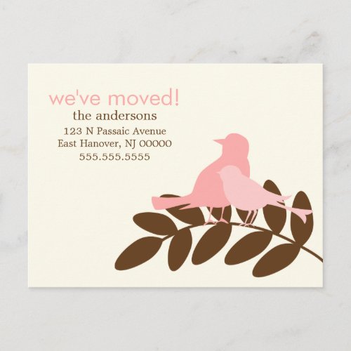 Pink Fall Birds New Address Announcements