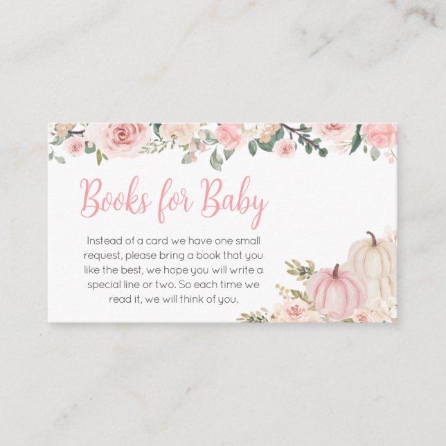 Pink Fall Floral Pumpkin Books for Baby Enclosure Card (Front)