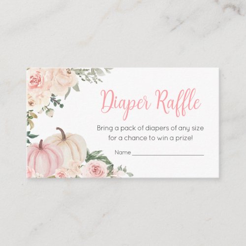 Pink Fall Floral Pumpkin Diaper Raffle Enclosure Card